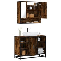 BadmöBel-Set 2-Teilig RäUchereiche Holzwerkstoff Badezimmerschrank