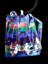 Dichroic Scuptured Fused Glass Pendant / Focal Piece / Handcrafed - TL Gallego