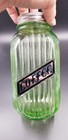 Vintage Hoosier Style Ribbed Green Uranium Glass Coffee Jar w/ Lid — photo 2