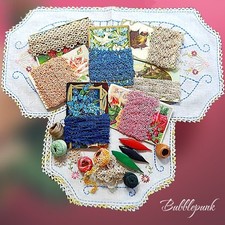 Large Vintage Lot Hand Made Tatted Lace Trim 24 YARDS Tatting Shuttles Threads