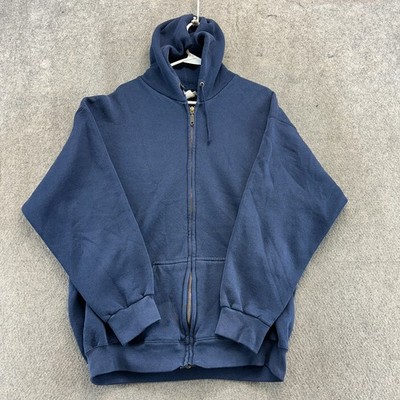 VTG Discus Athletic Sweater Mens XL Blue Full Zip Fleece Hoodie Sweatshirt 90s