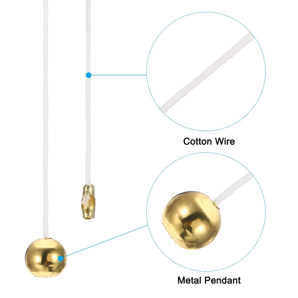 1.5M 4.9ft Ceiling Fan Pull Chain Extender, 6 Pcs with Ball Pendant, Gold Tone - Image 3 of 4