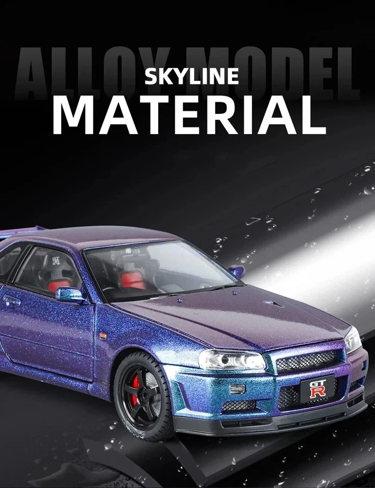 Nissan Skyline GTR R34 | 1:18 | Modellino auto pressofuso Fast & Furious viola - Immagine 4 di 4