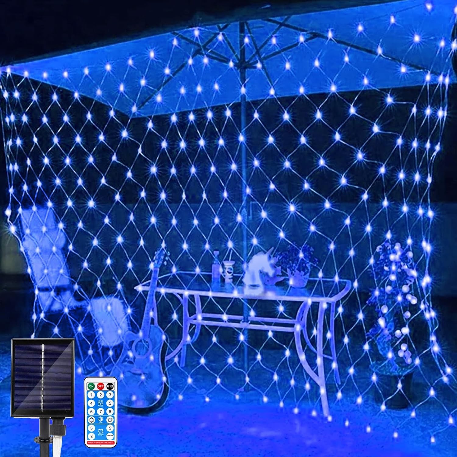 Filet solaire extérieur pour haie et terrasse de 96 LED, idéal soirées d'été en jardin