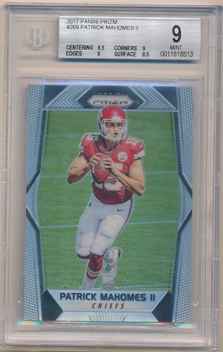 PATRICK MAHOMES 2017 PANINI PRIZM #269 RC SILVER PRIZMS CHIEFS BGS 9 MINT W/ 9.5