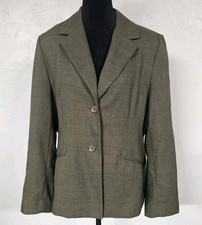 Alfred Dunner Blazer Olive Green Size 10 Business Jacket Shoulder Pads Vintage