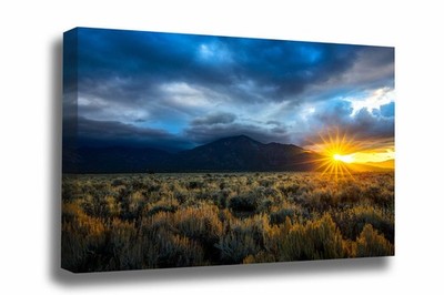 Taos Mountain Canvas: New Mexico Sun Twinkle Southwest Landscape Nature Wall Art