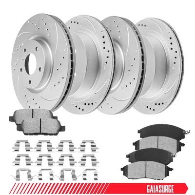 Front Rear Drilled Rotors Ceramic Brake Pads for Nissan Murano INFINITI QX70 Q70