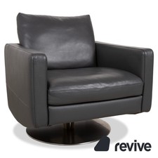 Natuzzi Relevé Sedia in Pelle Nero Antracite