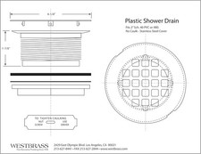 Westbrass A206P-62 2" No-Caulk PVC Compression Shower Drain with 4-1/4" Round