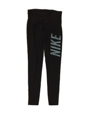 NIKE Womens Graphic Leggings UK 8 Small Black Polyester DQ43