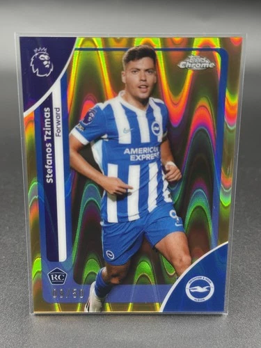 2025-26 Topps Chrome Premier League - Stefanos Tzimas #42 Gold RayWave /50 (RC)