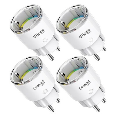 GHome Smart WLAN Steckdose Strommessung Mini 10A 4er Set 2,4GHz