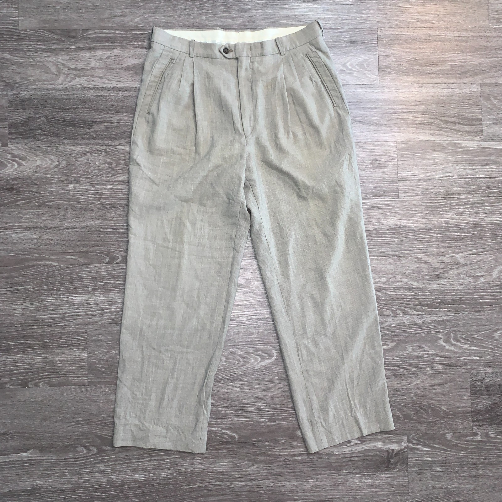 Pantaloni eleganti vintage Yves Saint Laurent YSL grigio plissettato lana peggiorata tg. 36 30