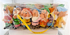 7 VTG Disney Snow White  The Seven Dwarfs 5" Vinyl Bath Toy Figure NOS Orig Pkg