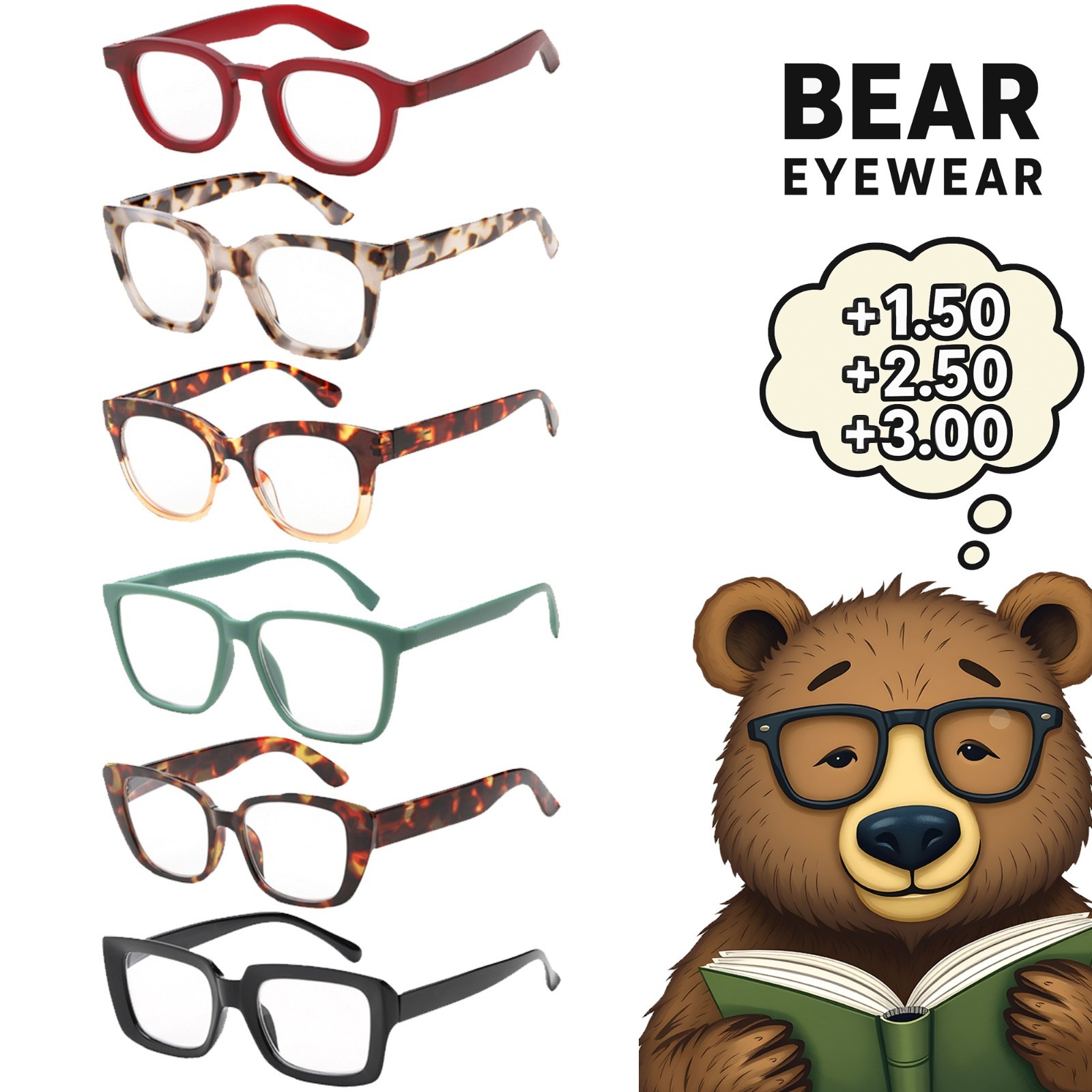 Trendy 6-Pack Reading Glasses for Women in Stylish Color Frames All Powers