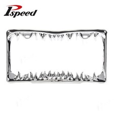 Universal 3d Sharp Tooth-design Chrome Plastic License Plate Frame Cover Holder