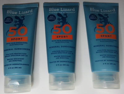 Blue Lizard SPORT 50 Mineral Sunscreen Lotion SPF 50 3oz 12/2026 LOT FO 3 PACKS