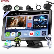 ATOTO Android 9 inch Portable Car Stereo GPS Radio 4 32GB Dual Cameras  Remote