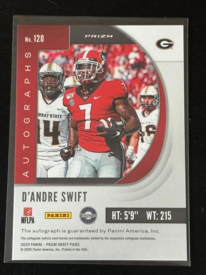 2020 Panini Prizm Draft Picks D'ANDRE SWIFT Silver Auto Rookie #120 - Image 2 of 2