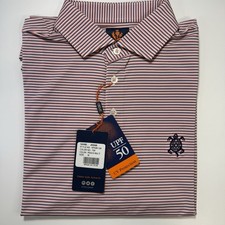 New Donald Ross Sport Men's Medium White/Pink/Blue Donald Ross Sport Jesse Polo