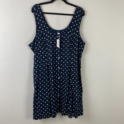 Old Navy Fit & Flare Crepe Button-Front Mini Dress Size XL Navy White Dot  Print | eBay