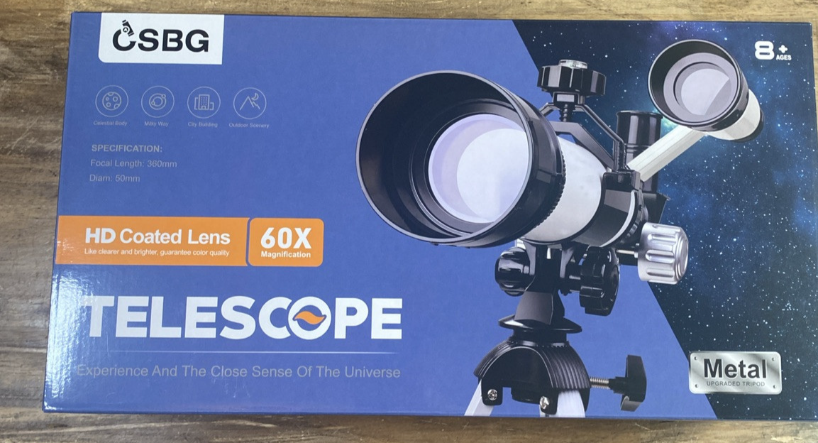 CSBG HD Telescope 60x Magnification New Open Box to confirm all