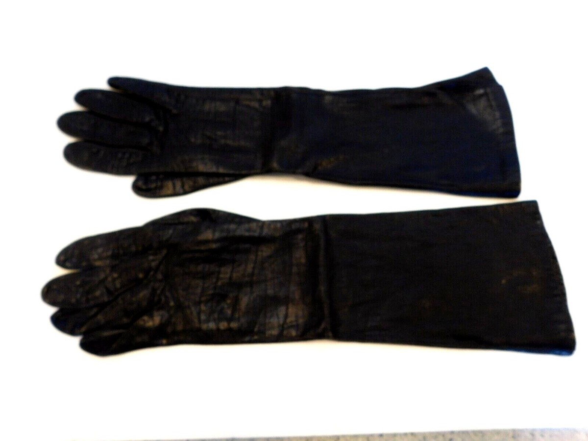 ALEXANDREl LADIES BLACK LEATHER DRESS GLOVES SILK LINING SZE 6.5 MADE IN  FRANCE | eBay