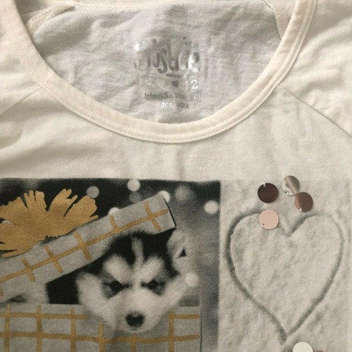 JUSTICE 12 White Gold WINTER FUN T-Shirt TEE TOP Tunic Spangles SNOWMAN SKI - Picture 3 of 9