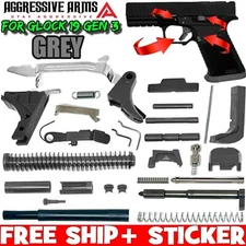 AGGRESSIVE ARMS GREY GRAY Slide + Lower Parts Kit for GL0CK 19 GEN 1 2 3 UPPER