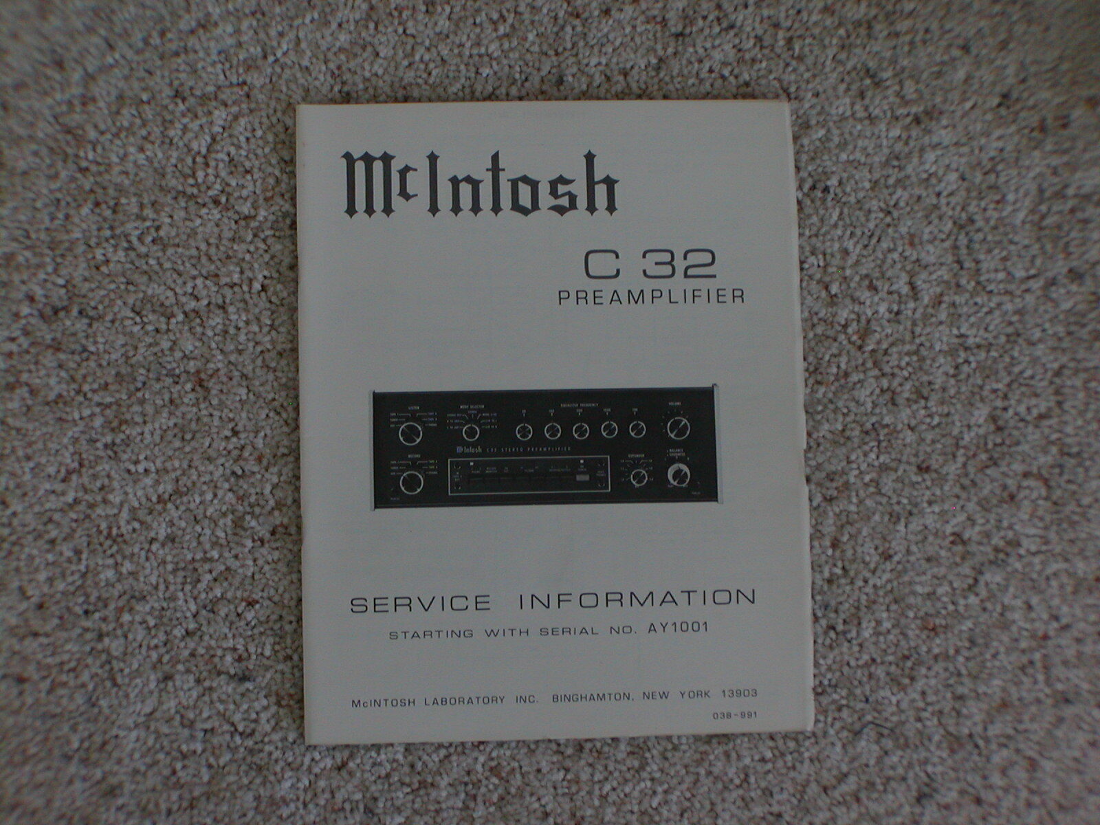 Vintage Original McIntosh C32 Service Manual. Good Condition.