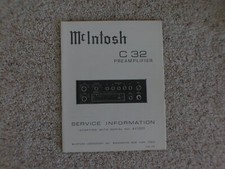 Vintage Original McIntosh C32 Service Manual. Good Condition.