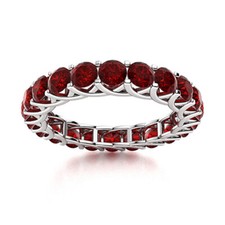 Full Eternity Ring 4 MM Round Shape Garnet Engagement Ring 925 Sterling Silver