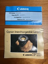CANON FD Lenses Camera Instructions Manuals Booklets TWO