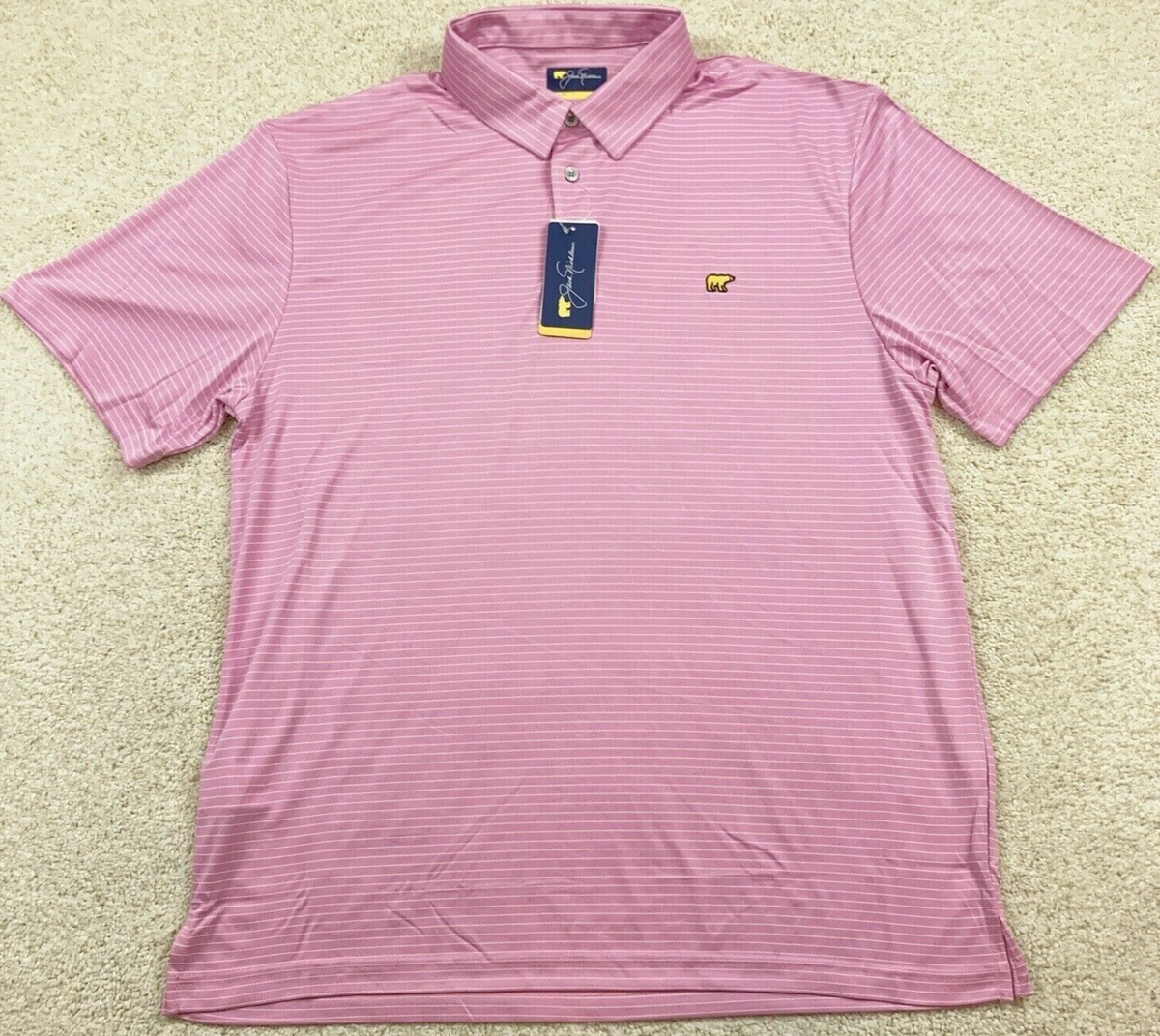 New Men's 2XL Jack Nicklaus Orchid Stripes Pink Short Sleeve Golf