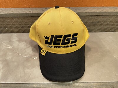 JEGS High Performance Baseball Cap Hat Yellow Black Adjustable Hook Loop  NEW!