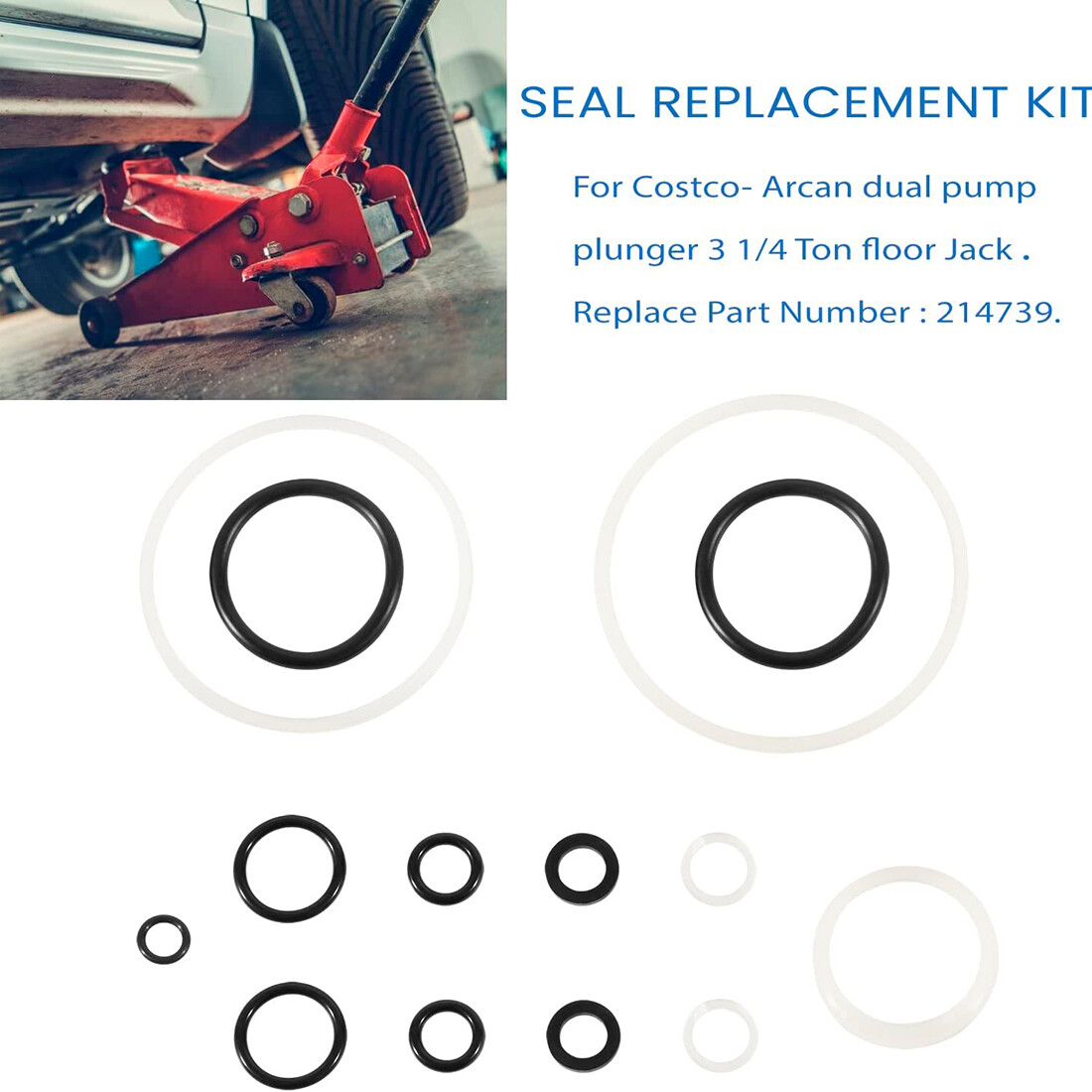 Floor Jack Seal Repair kit for Costco Arcan Dual Pump Plunger 3 or 3 1/