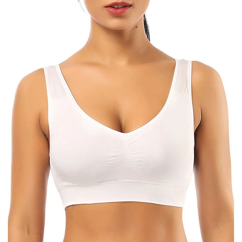 Women Ladies Seamless Padded Bra Comfort No Wire Bra Pull On Stretch Size S-3XL - Image 2 of 4