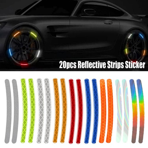 20Pcs Reflective Stripe Car Motor Wheel Hub Rim Tape Decal Stickers Accessories - Picture 3 of 22