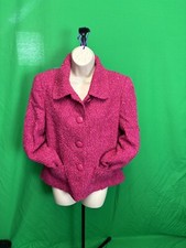 Vintage Retro Edinburgh Woollen Mill Boucle Raspberry Pink Jacket Size 14. (uk)