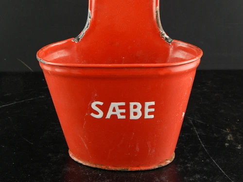 Antike Authentic Container Sand von der Wand Metall Emailliert Rot Kitchen - Bild 3 von 6