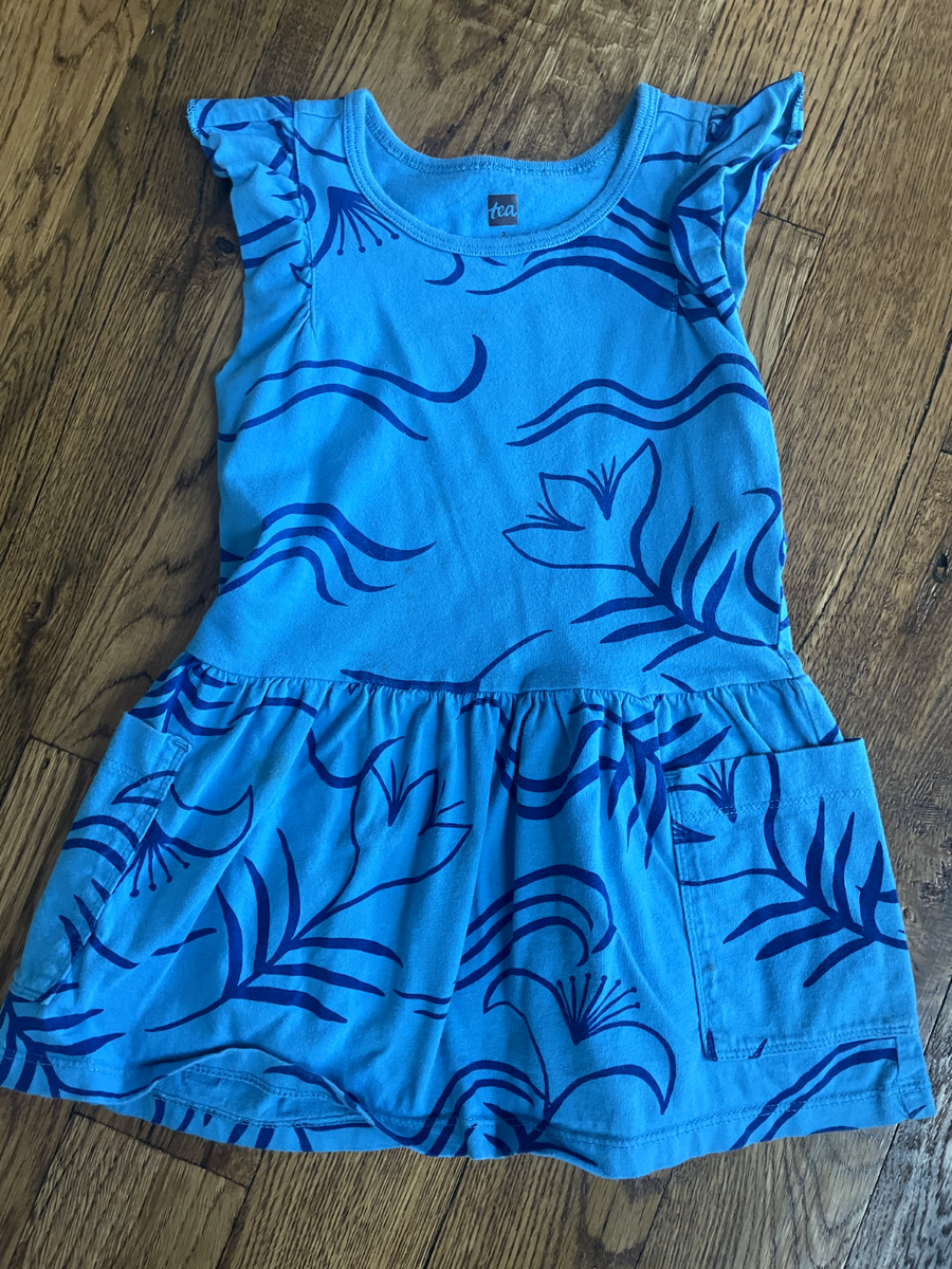 blue pottery dress Blue Pottery Floral Dress with Embroidered Details