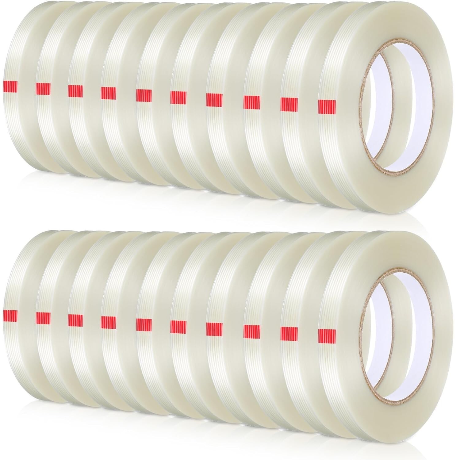 Bulk 20 Rolls 5.5 Mil Transparent Shipping Tape - Filament for Heavy Packaging