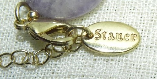 Vintage Stauer Lusso Amethyst Purple Stone Gold Tone Necklace Free Shipping - Picture 4 of 4
