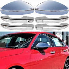 2018-2022 Honda Accord CHROME Door Handle COVERS No Smart Keyhole+Mirrors W/o TS