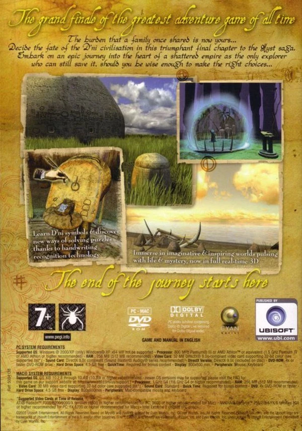 Myst V: End of Ages Limited Edition PC Mac Game 2005 Windows 10 11 - Image 4 of 4