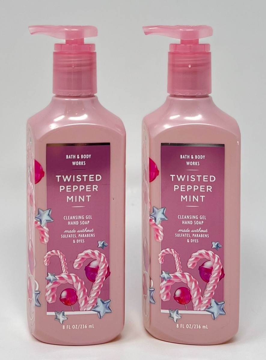 NEW BATH BODY WORKS TWISTED PEPPERMINT CLEANSING GEL HAND SOAP WASH  PUMP 8OZ