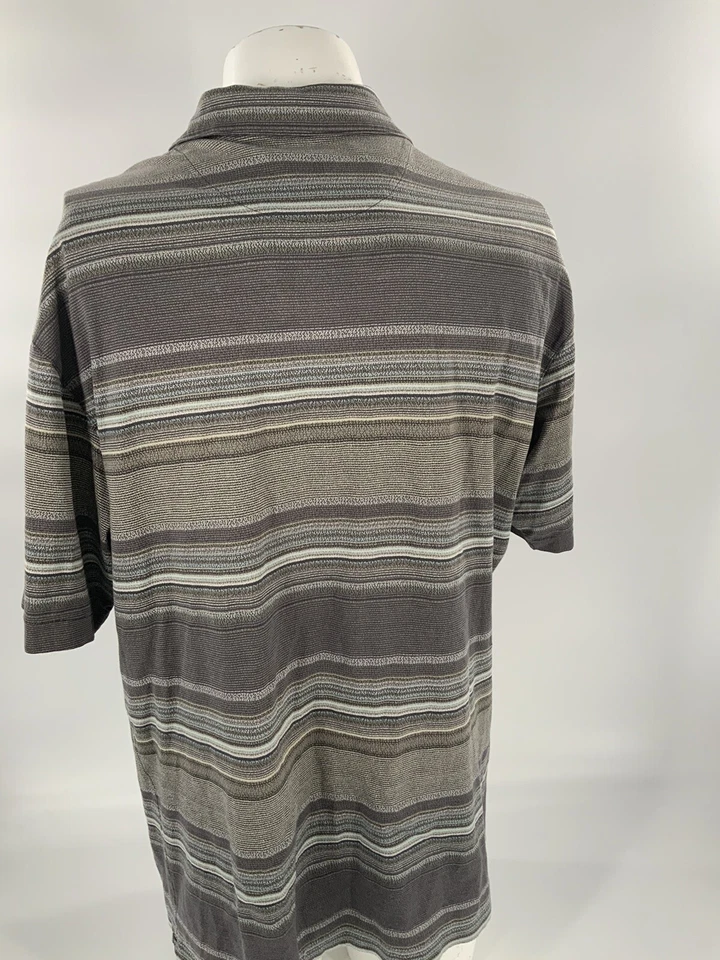 Camisa polo de golf Nike Tiger Woods L para hombre a rayas tostadas algodón mercerizado YGI K2-287 Foto 4 de 4