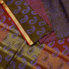 Vintage Dupatta Long Stole Woven Block Painted Pure Chanderi Silk Scarves Zari