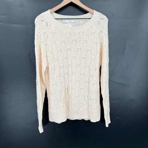 NUOVO maglione girocollo maglia Elodie pointelle classico pullover neutro panna XL - Foto 2 di 9